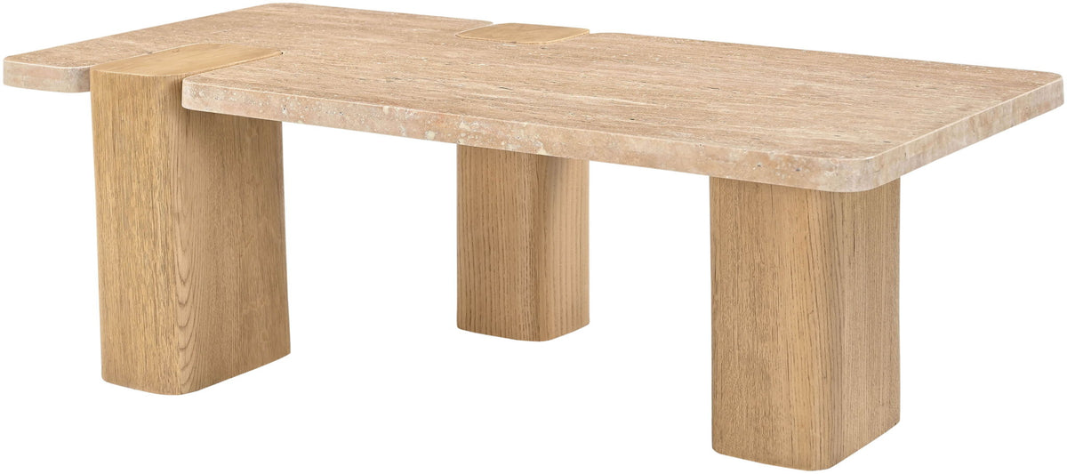 Ravenna - Genuine Fabric Travertine And Oak Wood Table