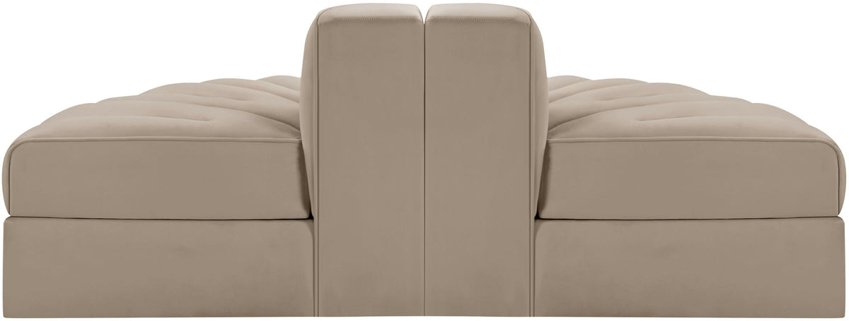 Rummi - Velvet Performance Fabric Upholstered 2 Piece  Rounded Modular Loveseat