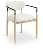 Riccio - Performance Fabric Upholstered Dining Arm Chair (Set of 2) With Light Brown Legs - Cream