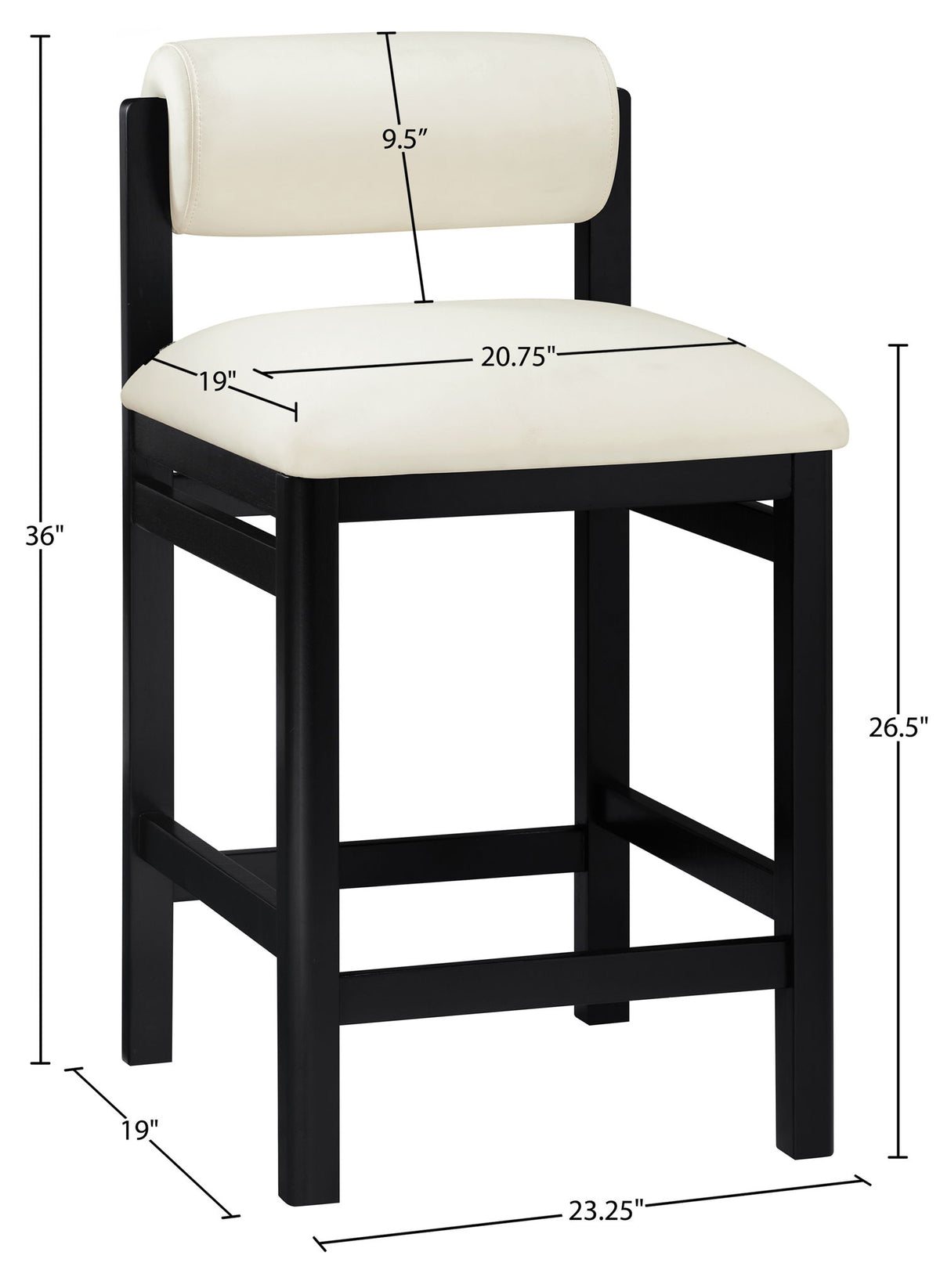 Roundhill - Faux Leather Counter Stool - Black Frame