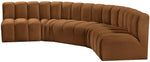 Arc - Velvet 5 Piece U-Shaped Modular Sofa - Saddle