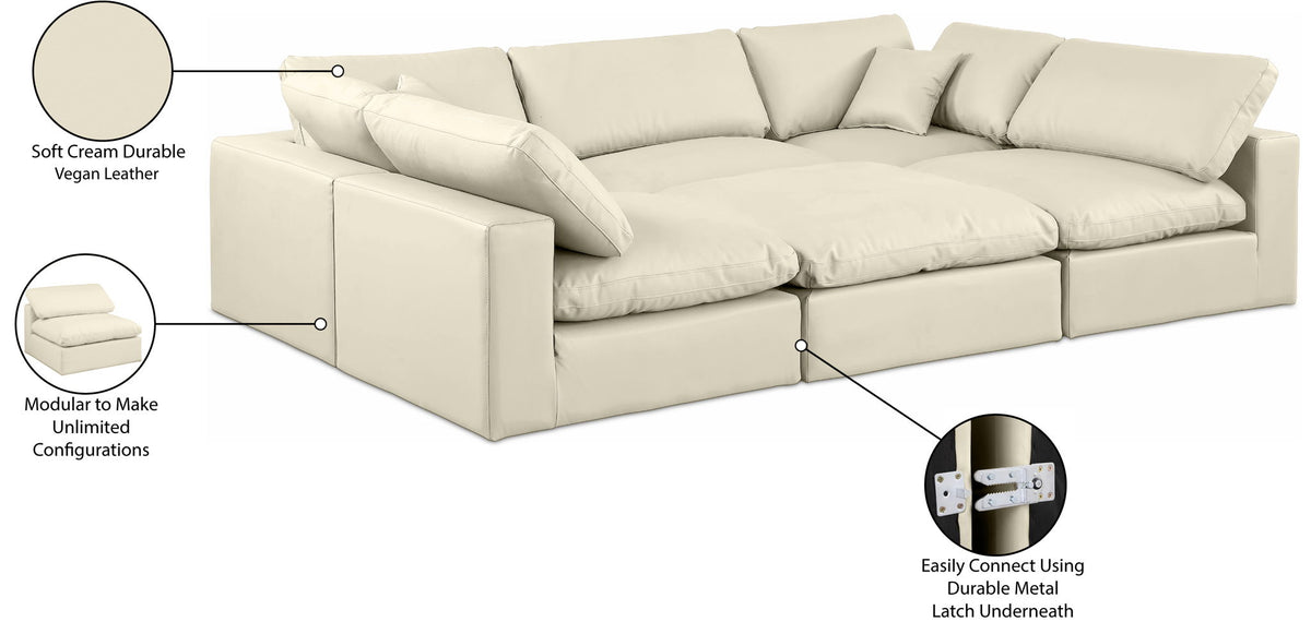 Comfy - 6 Piece Faux Leather Sectional