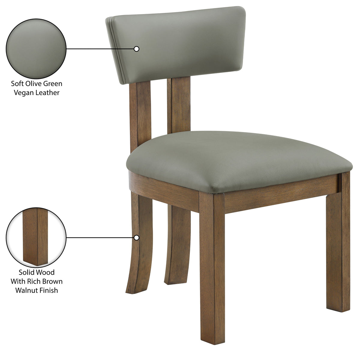 Lavrin - Vegan Leather Upholstered Dining Side Chair (Set of 2) - Walnut Base