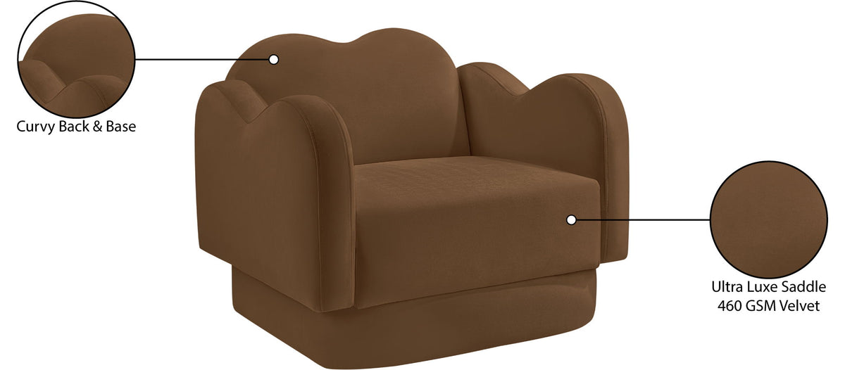 Bloom - Velvet Chair - Saddle