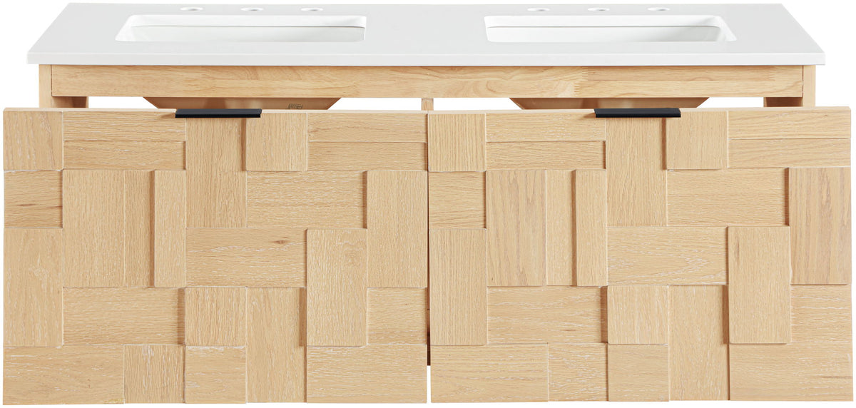 Leonardo - Engineered Stone And Solid Wood 24" Wall Mounted Bathroom Vanity