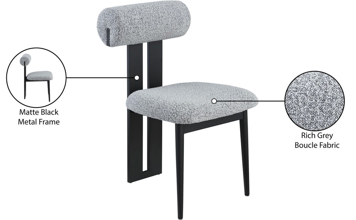Dario - Boucle Dining Chair With Black Frame (Set of 2)