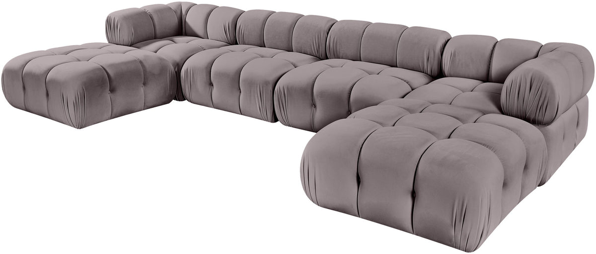 Orin - Velvet 6 Piece Modular Double Chaise Sectional