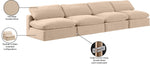 Comfy - Velvet Modular Armless Sofa 4 Seats