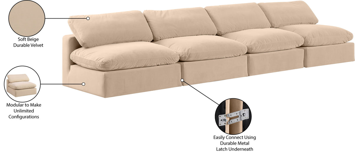 Comfy - Velvet Modular Armless Sofa 4 Seats