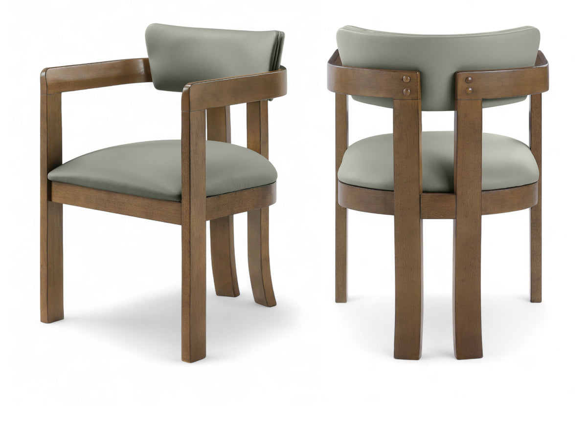 Lavrin - Vegan Leather Upholstered Dining Arm Chair (Set of 2) - Walnut Base