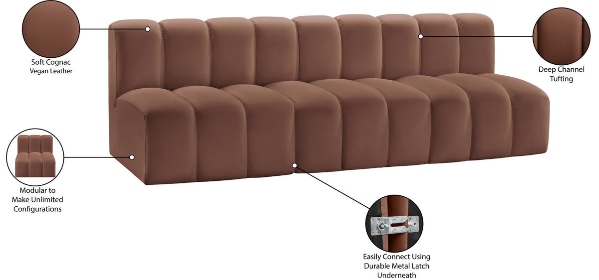 Arc - Faux Leather 3 Seats Modular Sofa