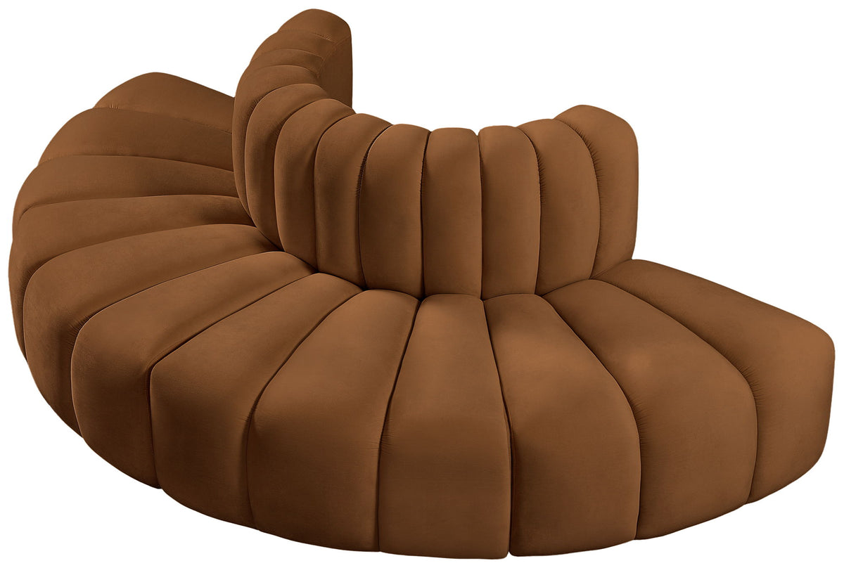 Arc - Velvet 4 Piece Modular Sofa - Saddle