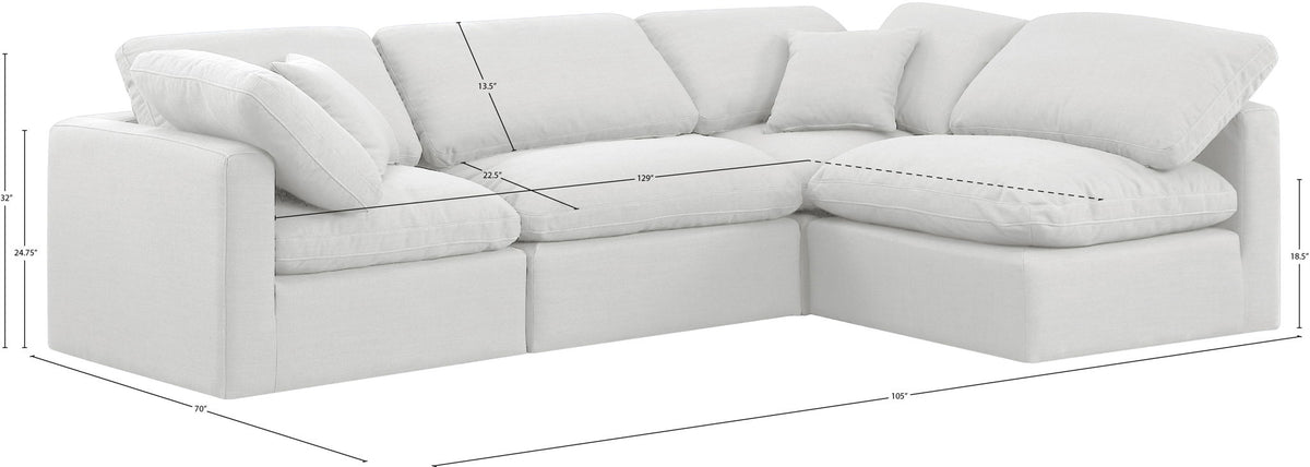 Indulge - Linen 4 Piece Modular Sectional - White