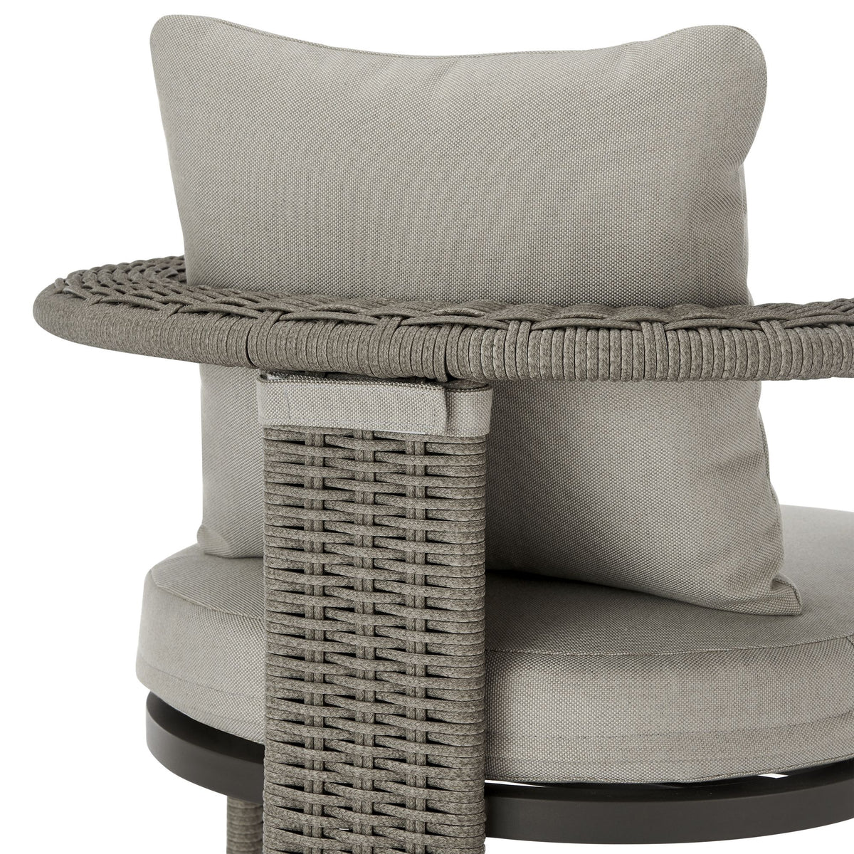 Ciela - Outdoor Dining Chair With Rattan Trim Aluminum Frame And Clouded Taupe Cushion (Set of 2) - Dark Bronze / Gray