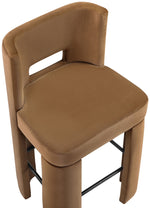Zuno - Velvet Performance Fabric Upholstered Bar Stool (Set of 2) - Saddle