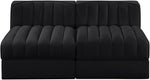 Rummi - Velvet Performance Fabric Upholstered 2 Piece Modular Armless Loveseat