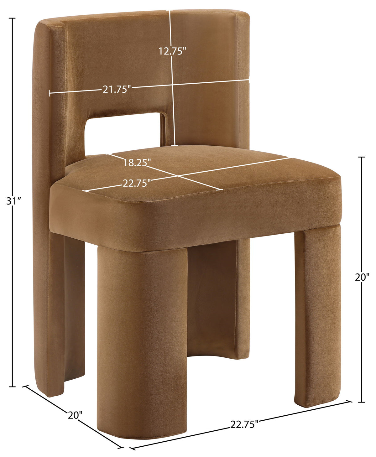 Zuno - Velvet Performance Fabric Upholstered Dining Chair (Set of 2) - Saddle