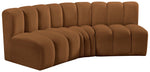 Arc - Velvet 3 Piece Modular Corner Sofa - Saddle