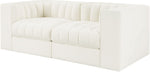 Rummi - Velvet Performance Fabric Upholstered 2 Piece Modular Loveseat