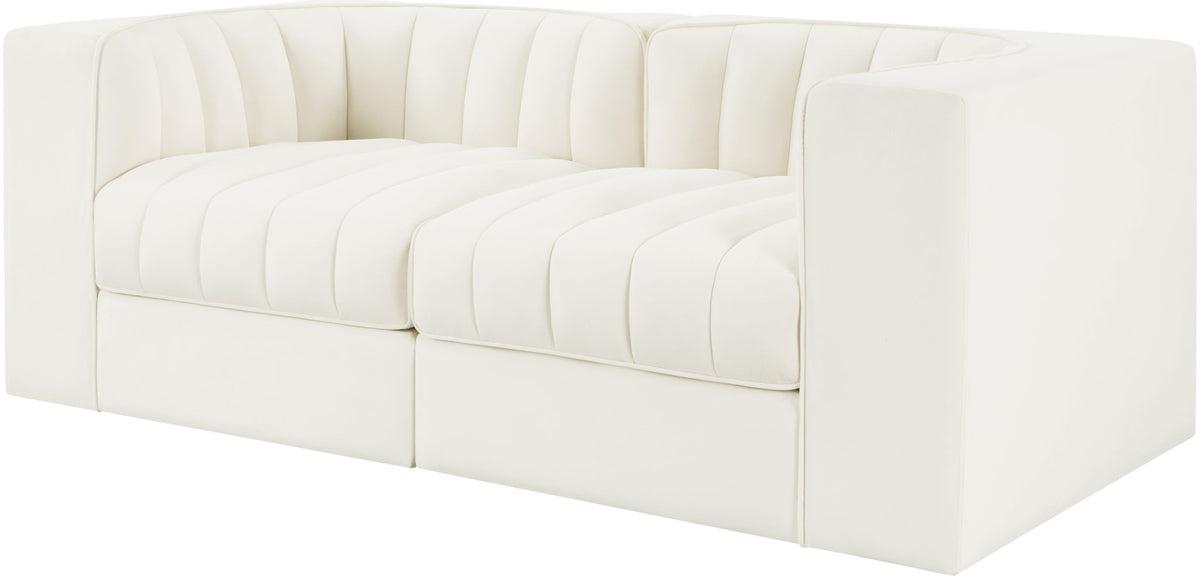 Rummi - Velvet Performance Fabric Upholstered 2 Piece Modular Loveseat