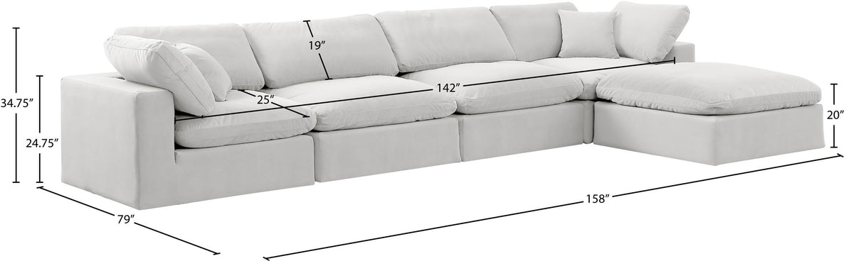 Comfy - 5 Piece Velvet Modular Sectional With Chaise
