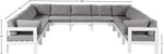 Nizuc - Outdoor Patio 11 Piece Modular Sectional With White Frame