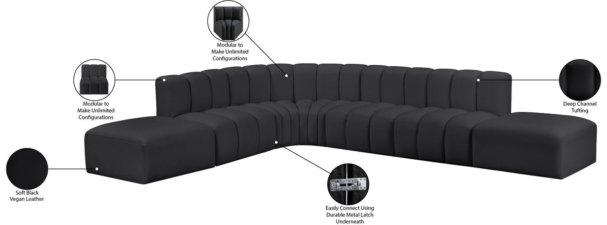 Arc - Faux Leather 7 Piece Corner Modular Sofa