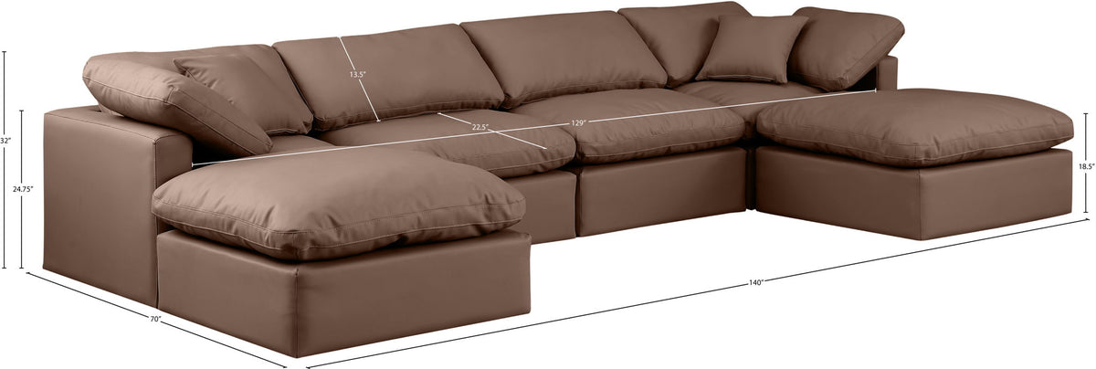 Indulge - Faux Leather 6 Piece Modular Double Chaise Sectional