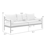Leni - Outdoor 3 Seat Sofa With Cushions And Powder Coated Aluminum Frame - Moonveil / Warm Gray