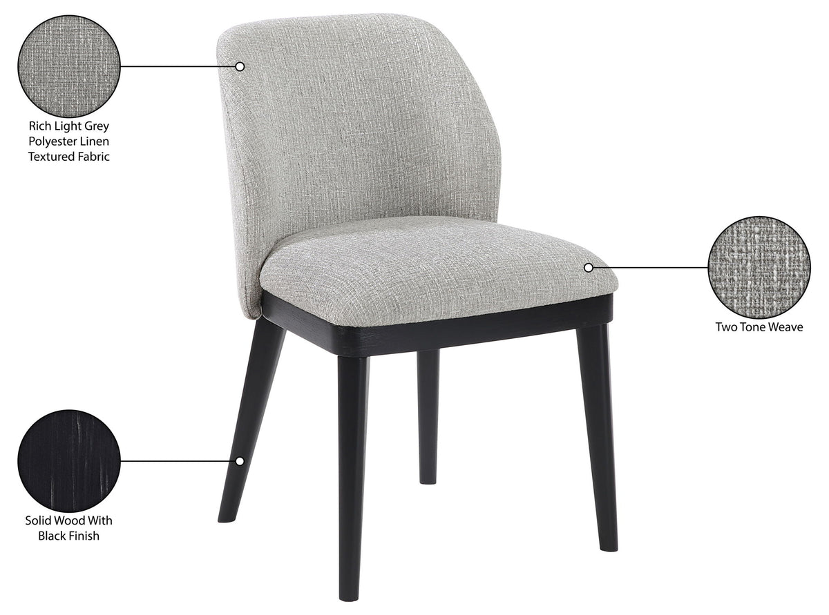 Valeo - Linen Textured Fabric Upholstered Dining Chair (Set of 2) - Painted Black Base