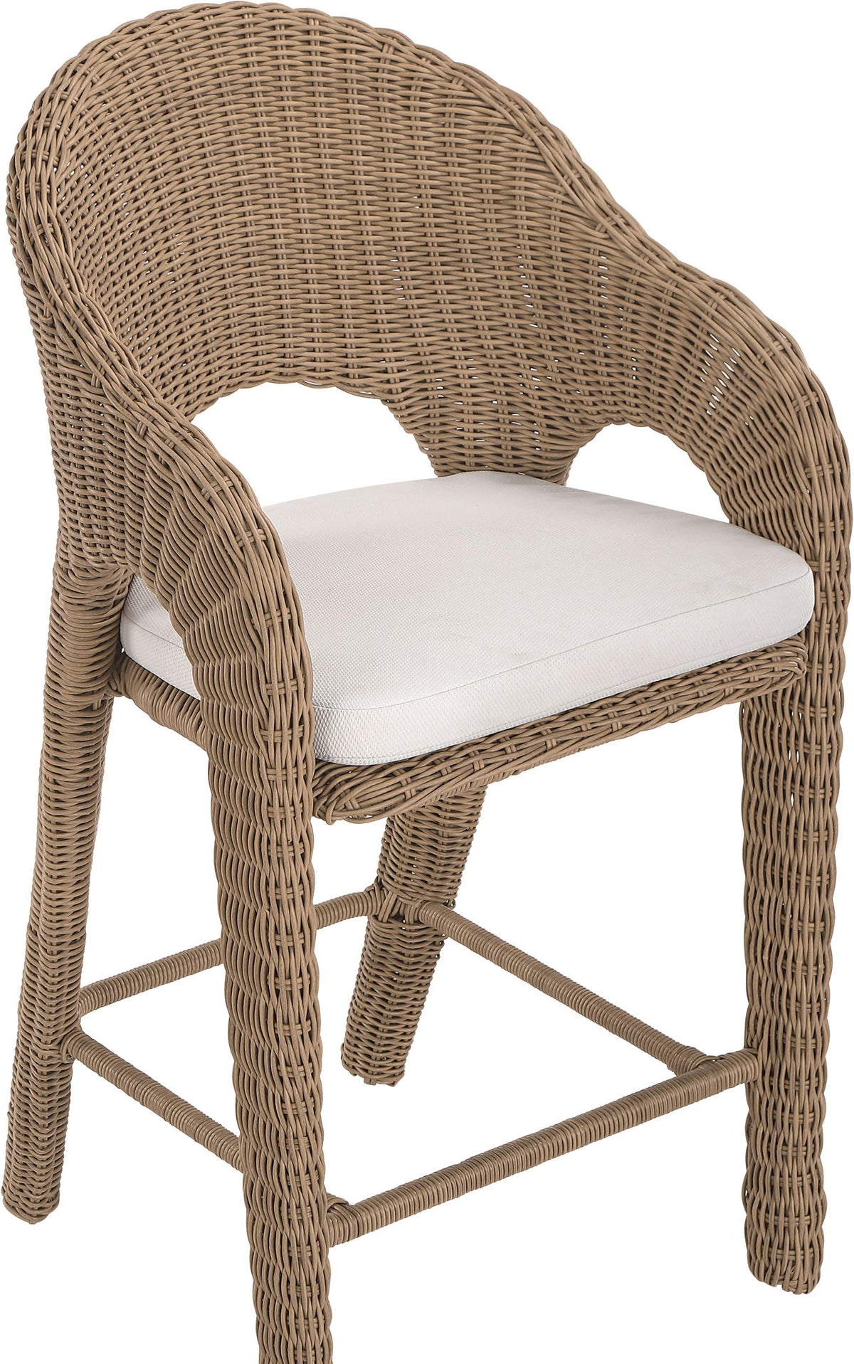 Seacrest - Olefin Water Resistant Fabric And Wicker Outdoor Patio Bar Stool
