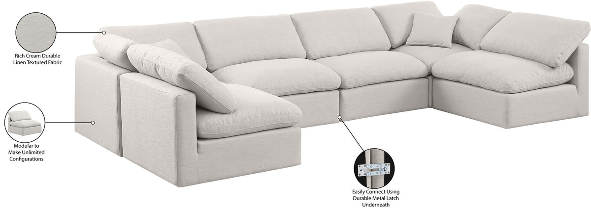 Indulge - Linen 6 Piece Modular U-Shaped Sectional