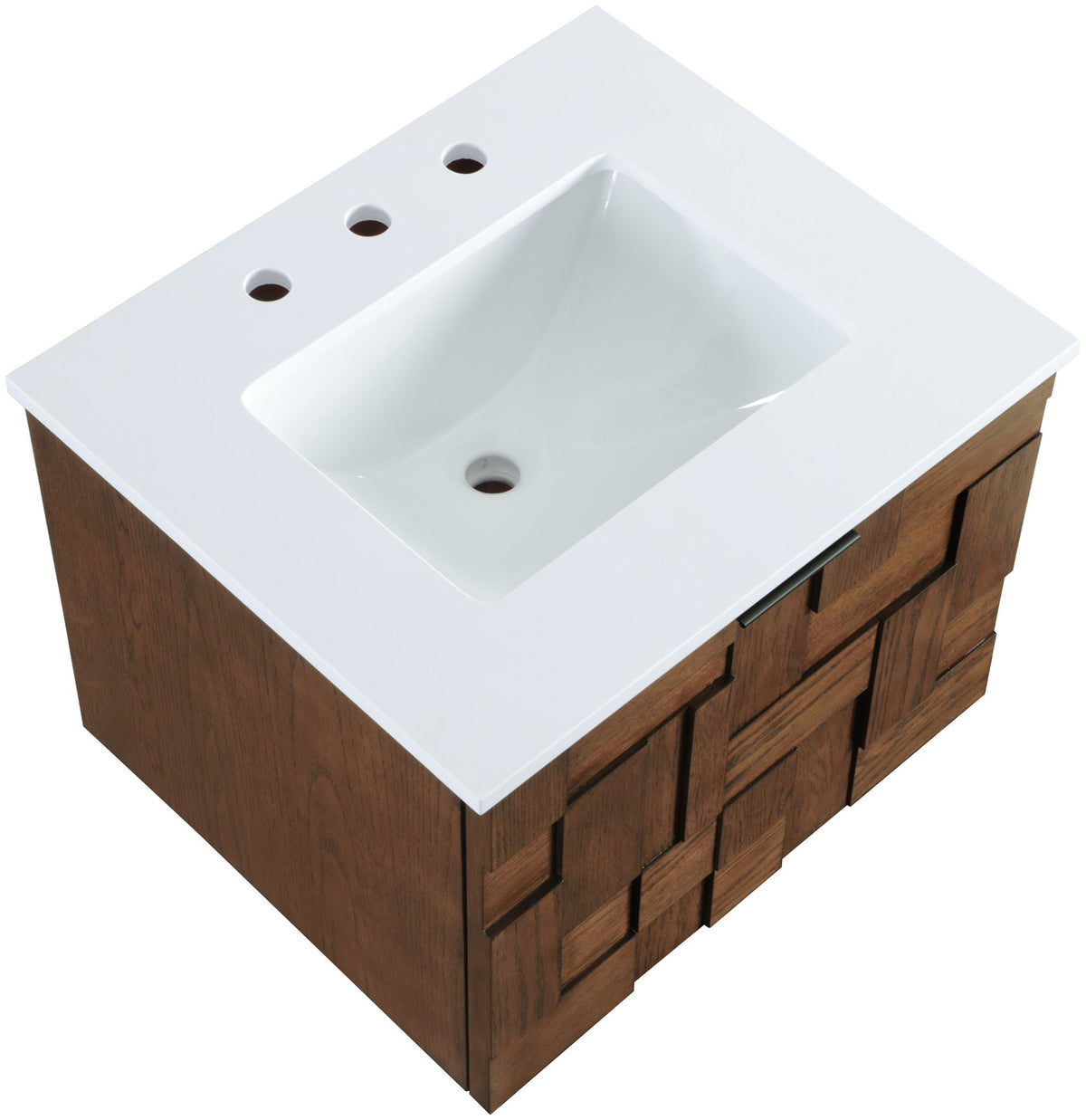 Leonardo - Engineered Stone And Solid Wood 24" Wall Mounted Bathroom Vanity
