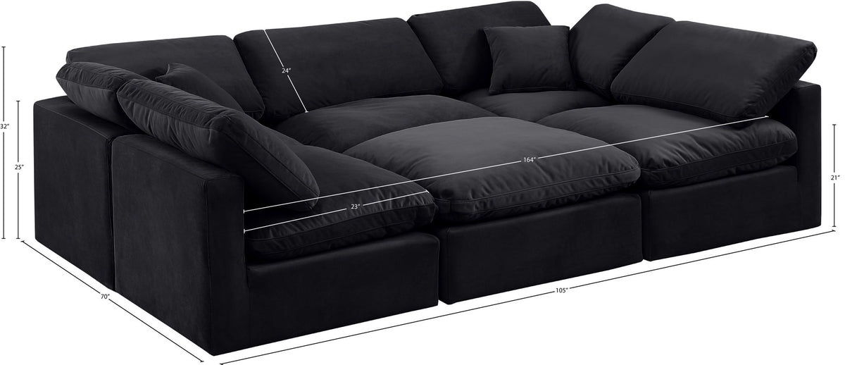 Indulge - Velvet 6 Piece Modular Sectional