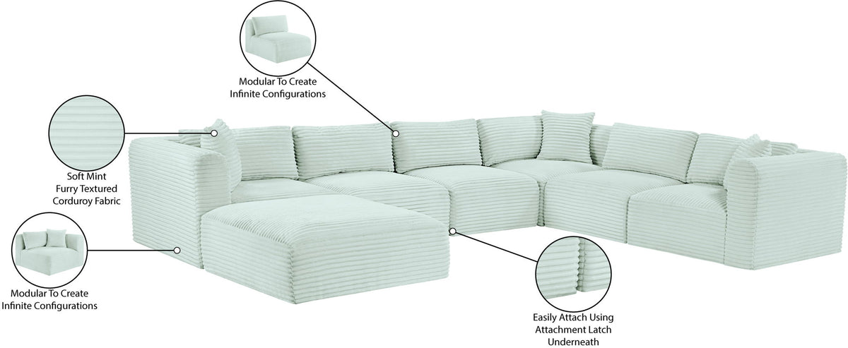 Shaggy - 7 Piece Modular U-Shaped Sectional With Ottoman