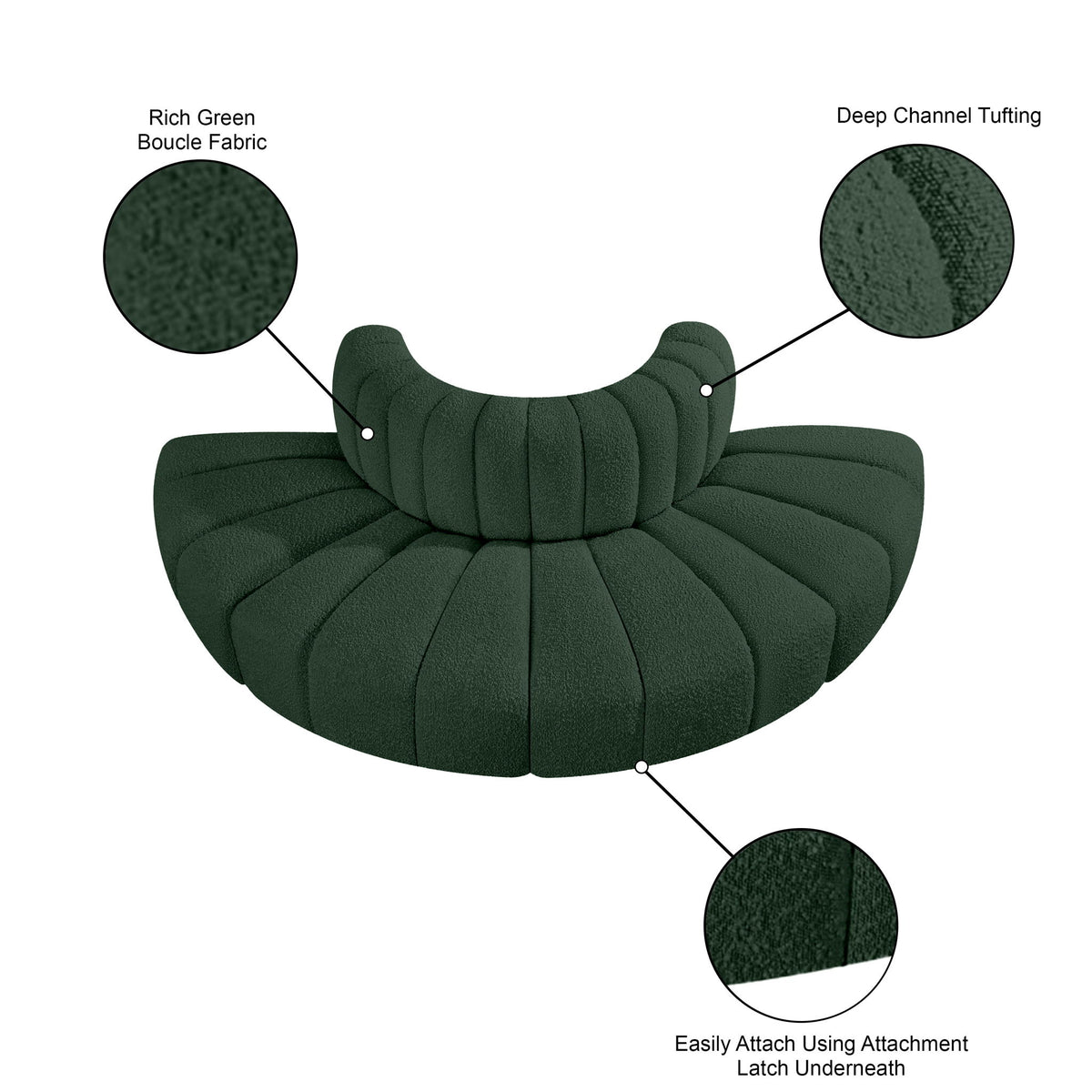 Arc - Boucle Fabric 4 Piece Modular Sofa