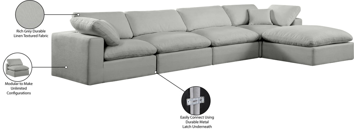 Comfy - 5 Piece Linen Modular Sectional With Chaise