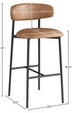 Lupita - Vegan Leather Upholstered Bar Stool With Matte Black Frame (Set of 2)