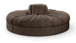 Rummi - Round Velvet Performance Fabric Upholstered 4 Piece Modular Sofa