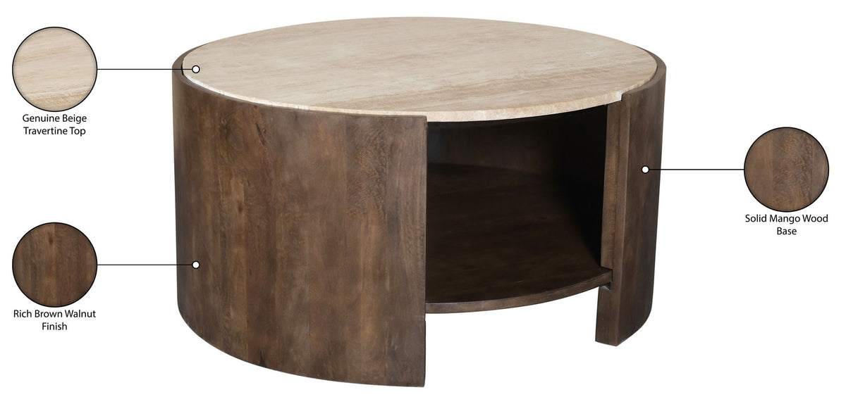 Solstice - Travertine And Mango Wood Table