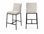 Reeves - Chenille Fabric Upholstered Counter Stool (Set of 2) - Black Base
