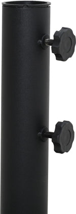 Fiji - Aluminum Patio Umbrella With Round Black And Teak Base