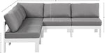 Nizuc - Outdoor Patio 5 Piece Modular Sectional With White Frame