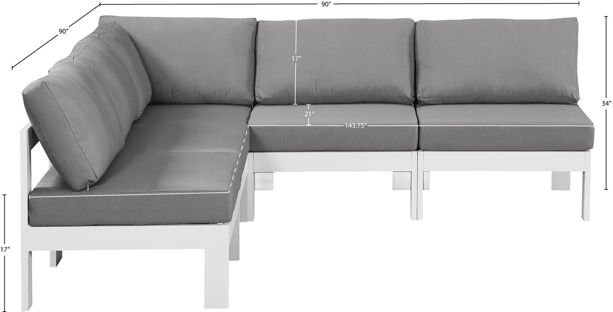 Nizuc - Outdoor Patio 5 Piece Modular Sectional With White Frame