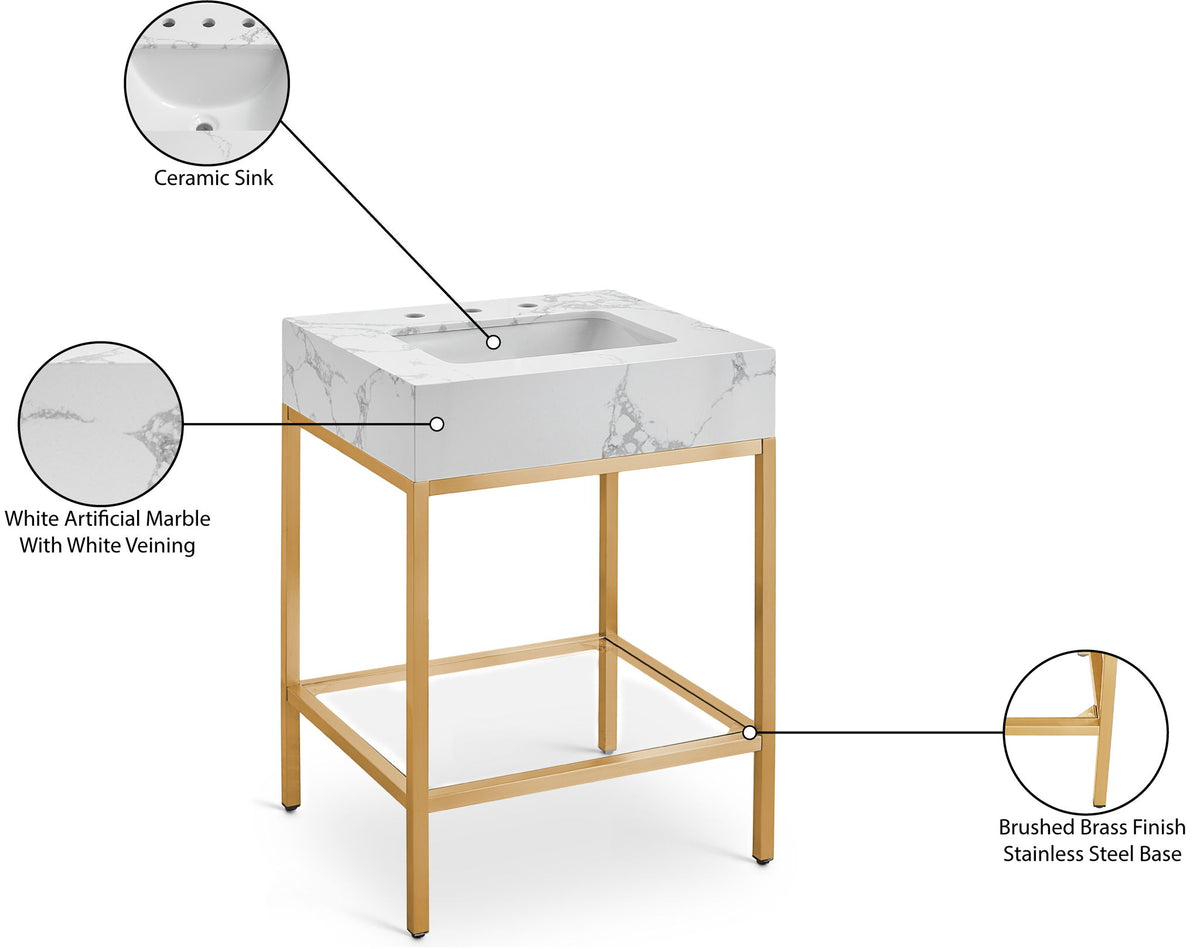 Marmo - Engineered Marble Bathroom Vanity With Gold Base