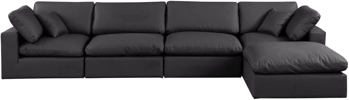 Comfy - 5 Piece Faux Leather Modular Sectional With Chaise