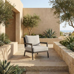 Avila - Outdoor Club Chair With Woven Rattan Back Aluminum Frame And Cushions - Dark Bronze / Silver Ash