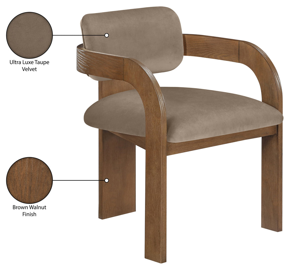 Cedra - Velvet Performance Fabric Upholstered Dining Chair (Set of 2) - Brown Frame