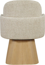 Marlowe - Linen Textured Fabric Upholstered Swivel Dining Arm Chair - Stained Natural