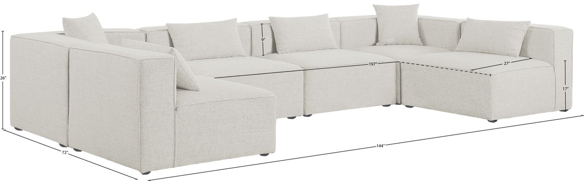 Cube - Linen 6 Piece Modular Armless Sectional